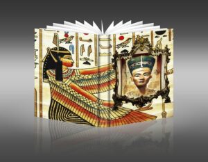 The picture shows a book with recipes for Egyptian love spells.